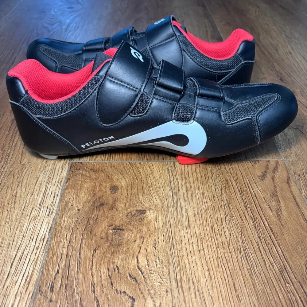 Peloton Cycling Shoes Black Red Size 43 Delta Cleats Mens US 10 Women's US 12‎